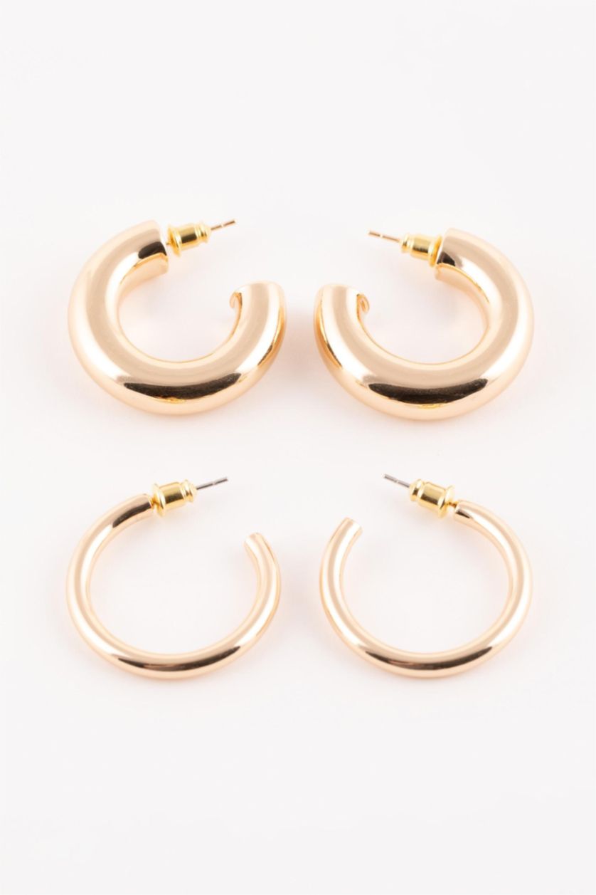 FEMME Altın Lot de 2 paires de boucles d'oreille