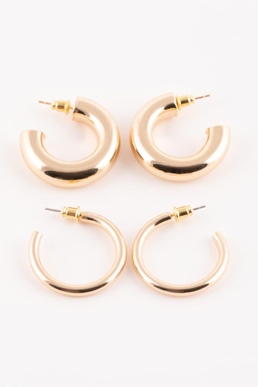 FEMME Altın Lot de 2 paires de boucles d'oreille