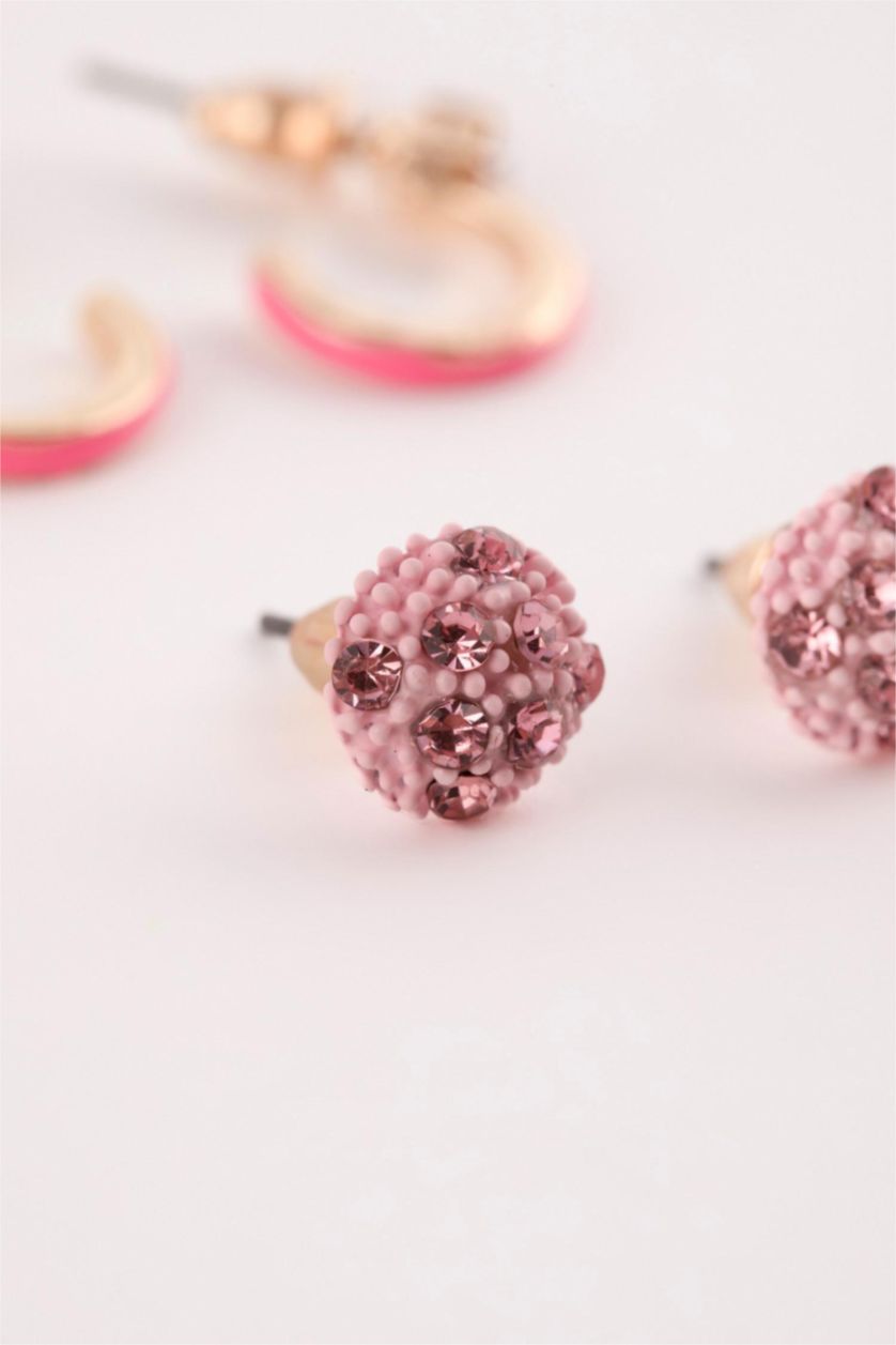 WOMAN Karma Woman 6 Piece Pink Gold Earring