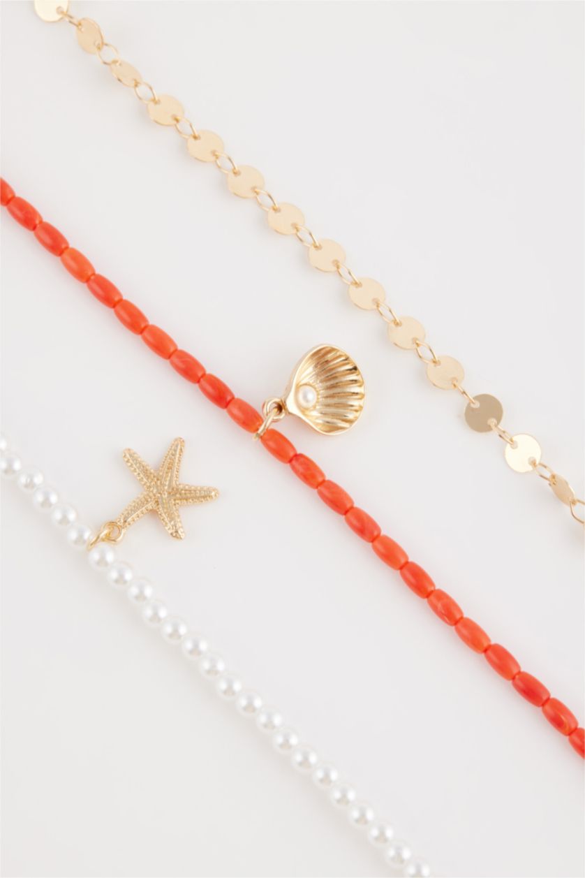 WOMAN MIXED Woman 3 Piece Starfish and Pearl Gold Necklace