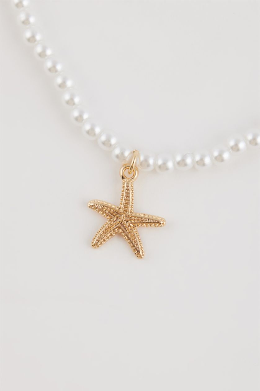 WOMAN MIXED Woman 3 Piece Starfish and Pearl Gold Necklace