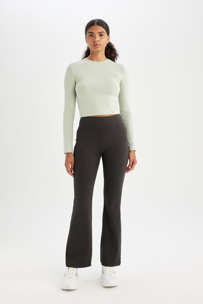 نساء نعناع تيشيرت ردن طويل مضلع مخصر بياخة مستديرة