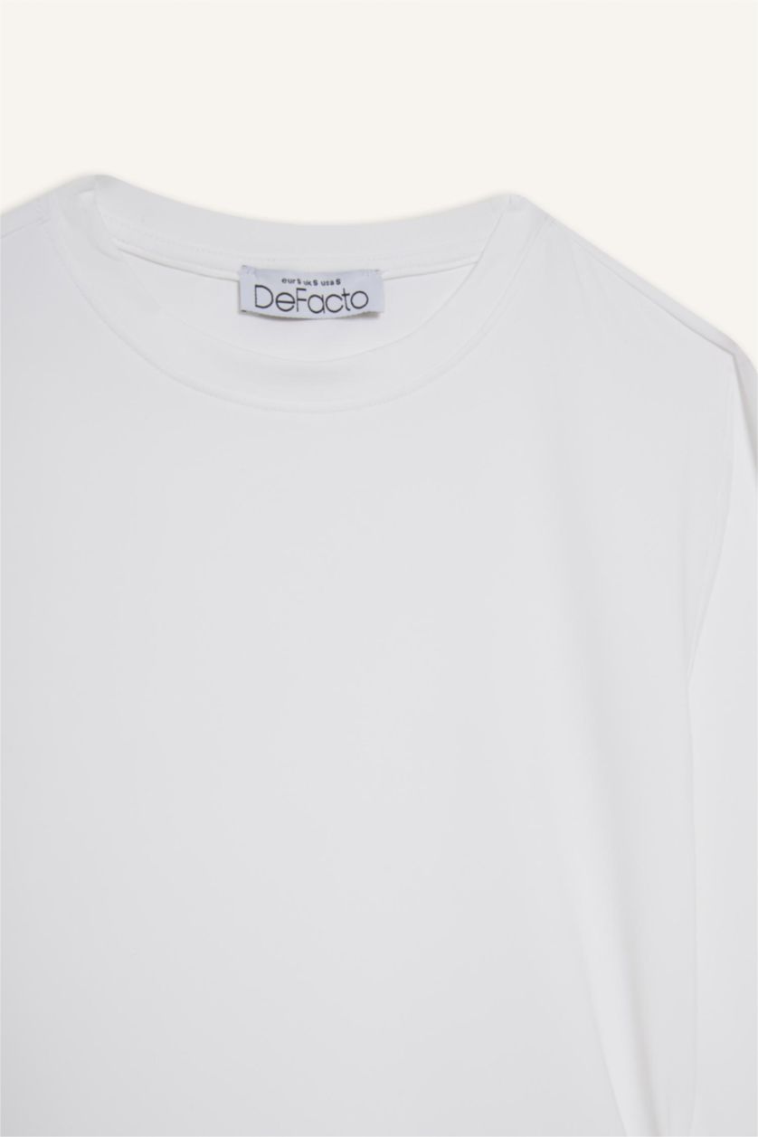 WOMAN White Slim Fit Crew Neck Long Sleeve T-Shirt