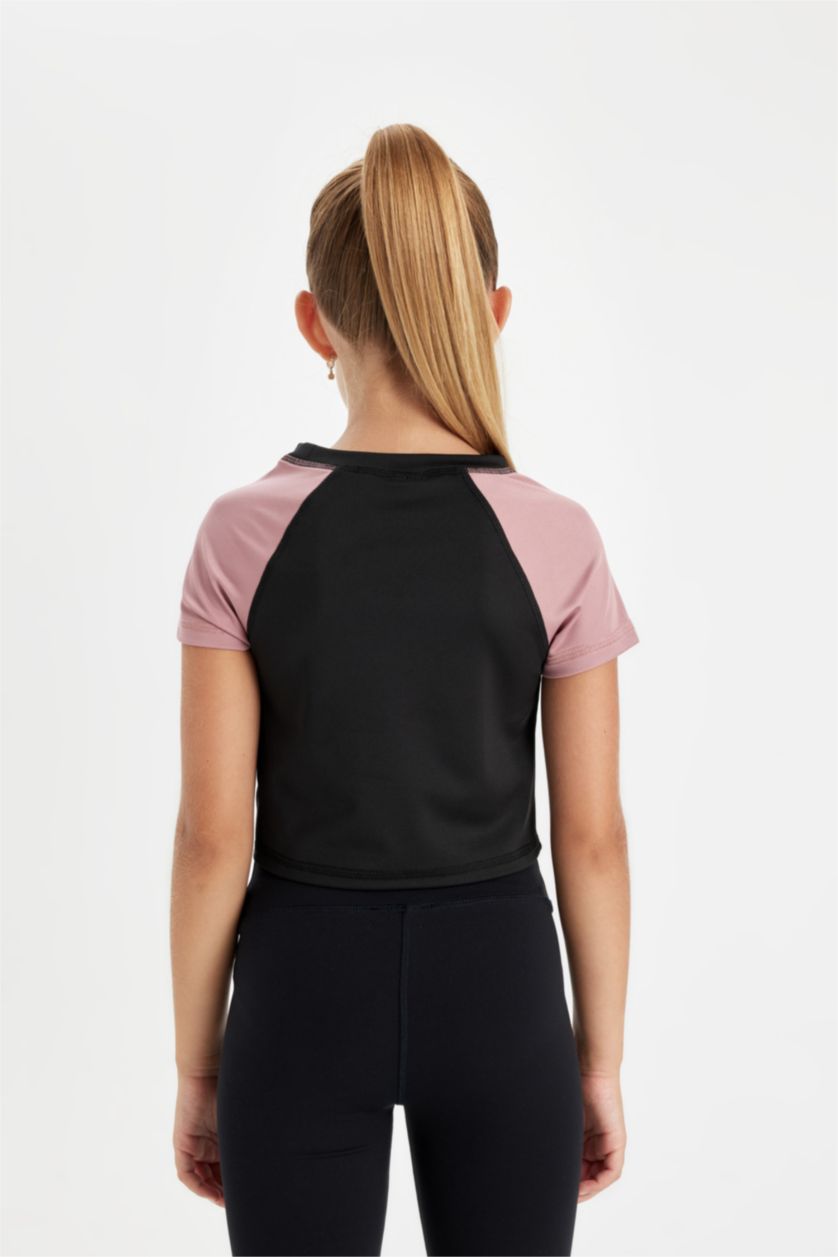 GIRLS & TEENS Black Girl Slim Fit Printed Short Sleeve T-Shirt