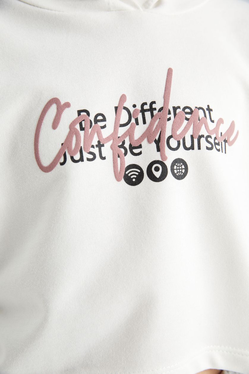 GIRLS & TEENS White Girl Oversize Hooded Printed Sweatshirt