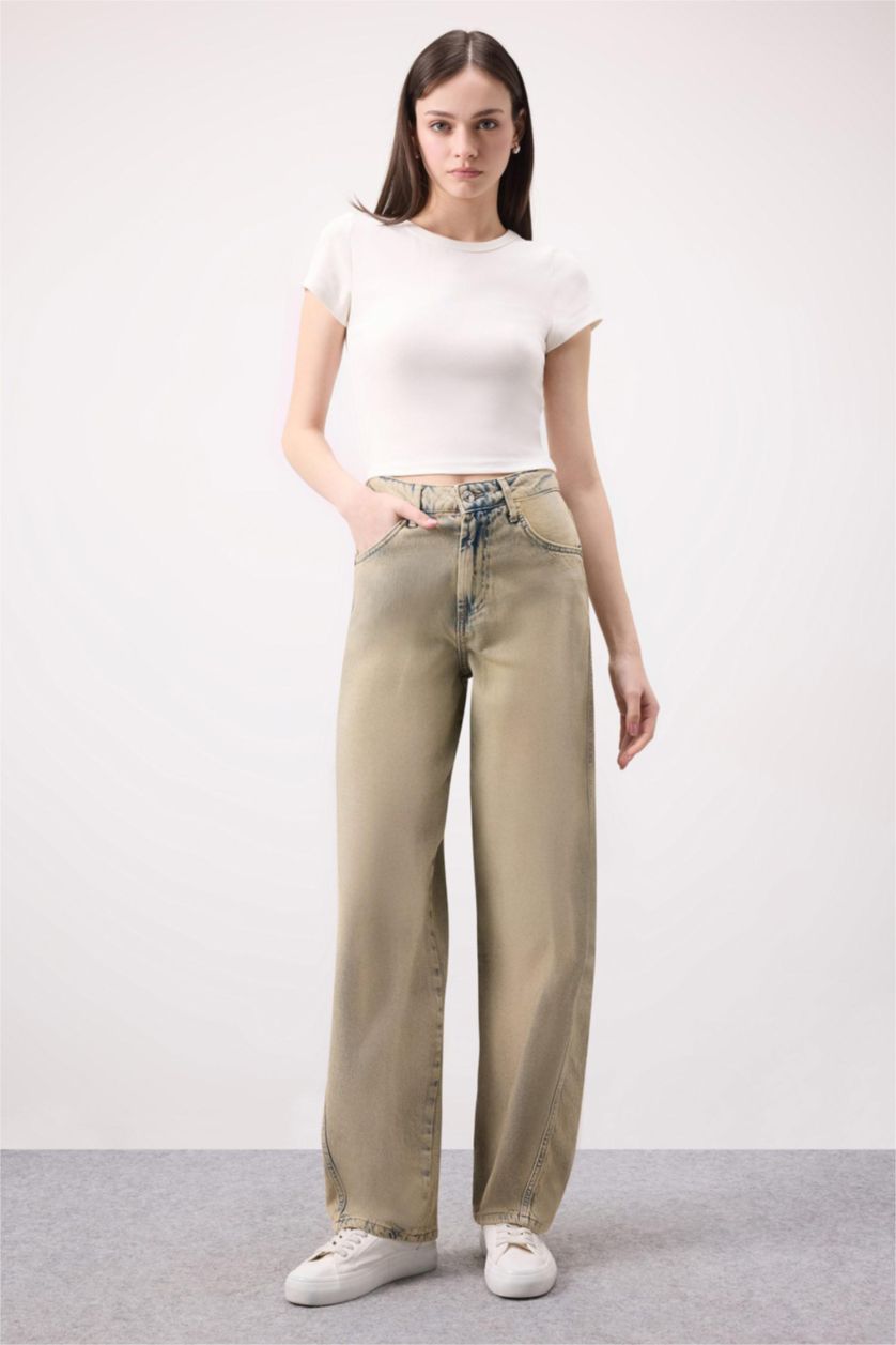 WOMAN Light Indigo High Waist Baggy Fit Trousers