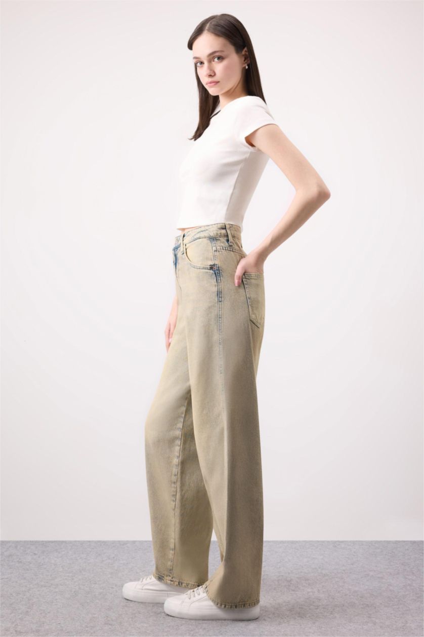 WOMAN Light Indigo High Waist Baggy Fit Trousers