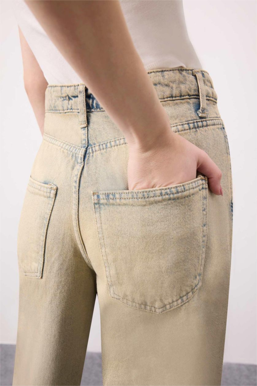 WOMAN Light Indigo High Waist Baggy Fit Trousers