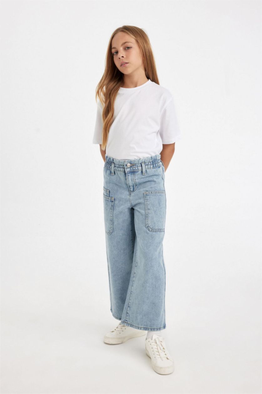 FILLES BLEU Clair Pantalon large pour Fille