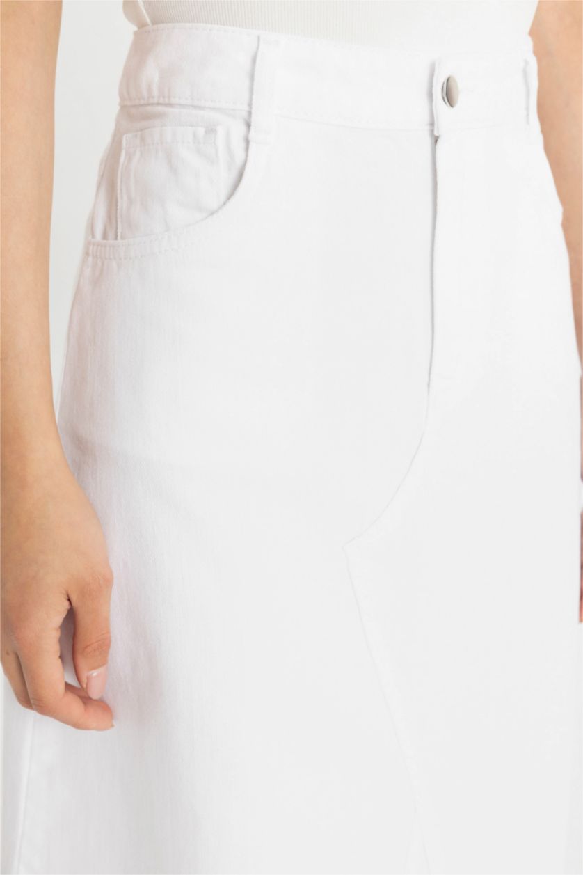 FEMME Blanc Jupe Longue Gabardine Coupe A