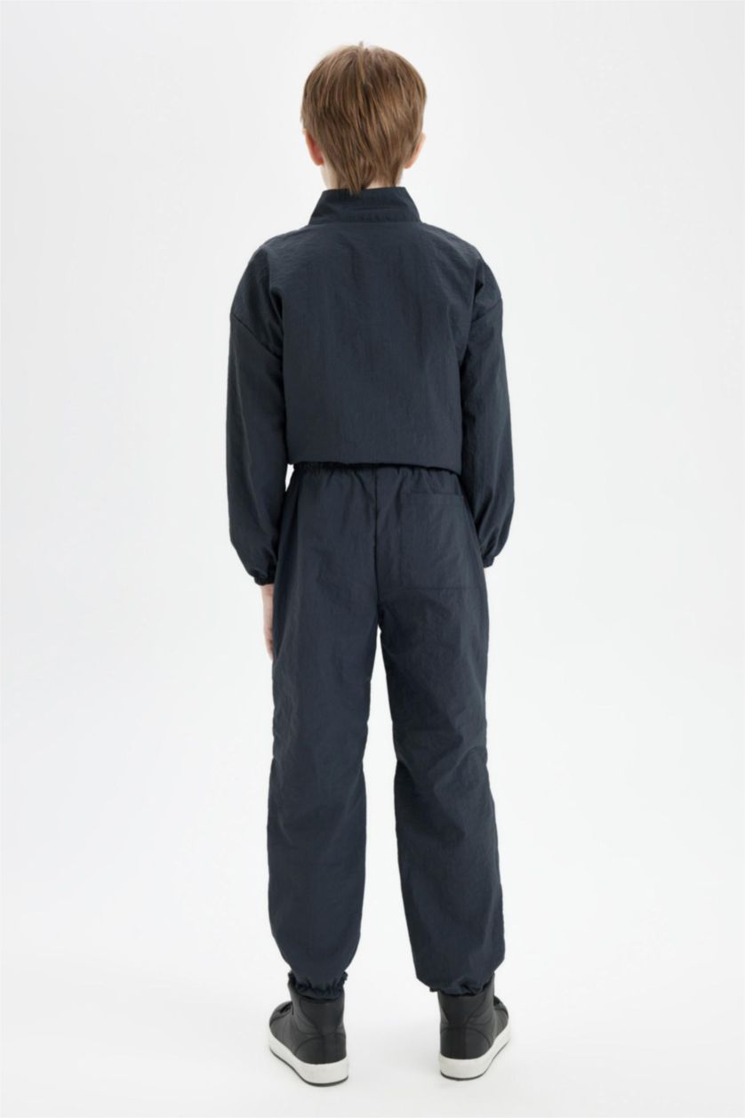 Erkek Çocuk - Genç Erkek Antrasit Erkek Çocuk Beli ve Paçası Lastikli Cepli Antrasit Jogger Paça Paraşüt Pantolon