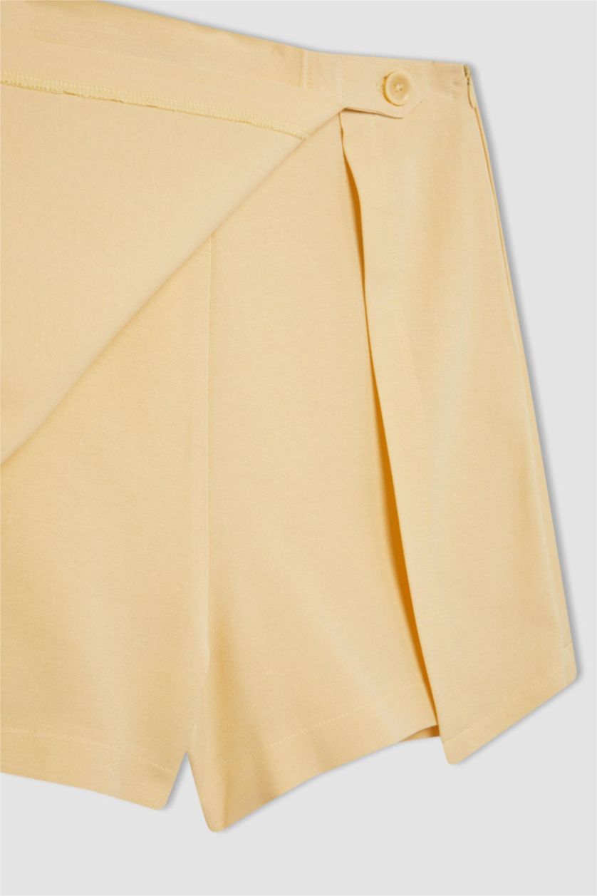 FEMME Jaune Jupe Short en Lin mélangé coupe régulière à Taille Haute