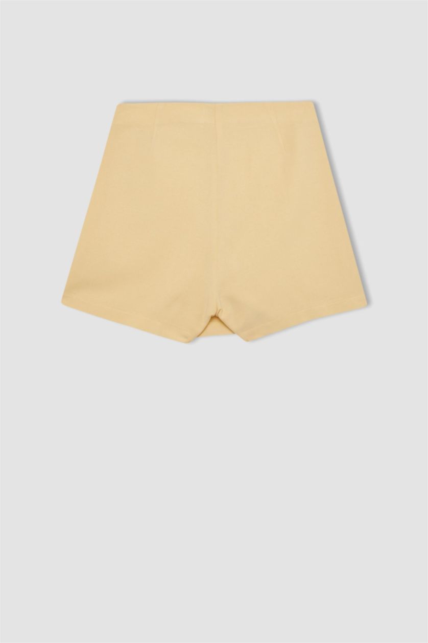 FEMME Jaune Jupe Short en Lin mélangé coupe régulière à Taille Haute