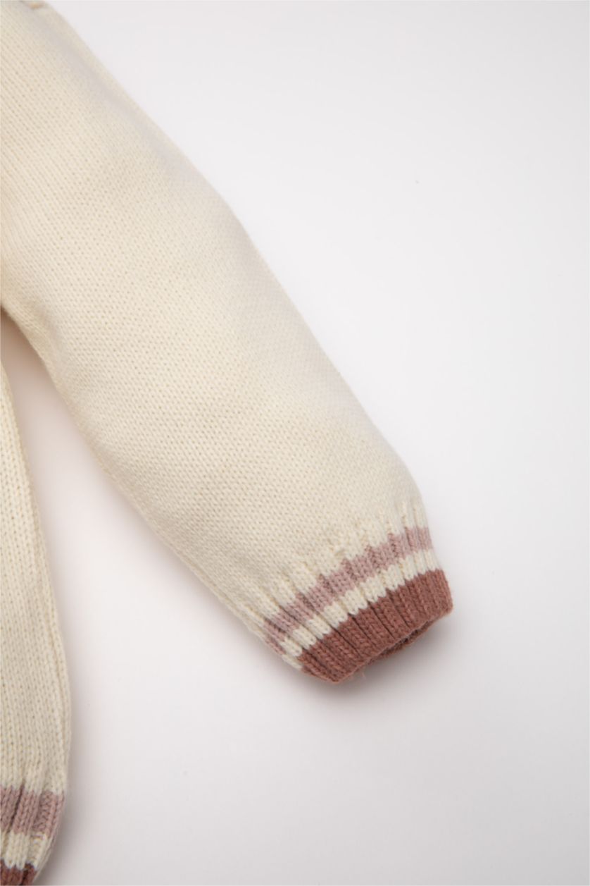 BÉBÉ FILLE Écru Cardigan en tricot à col en V Coupe régulière