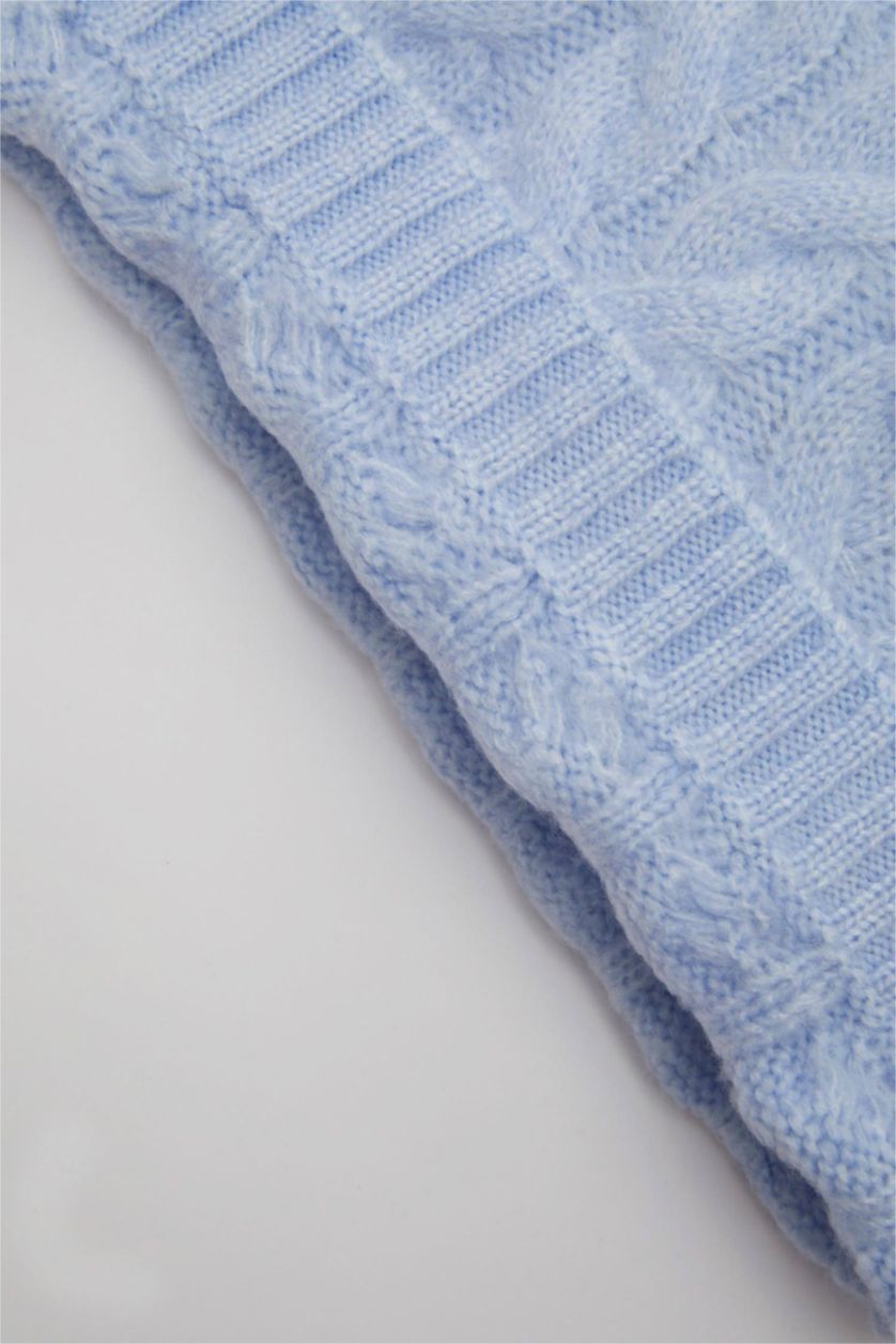 طفلة صغيرة أزرق فاتح بلوفر بناتي قصة عادية برقبة مستديرة