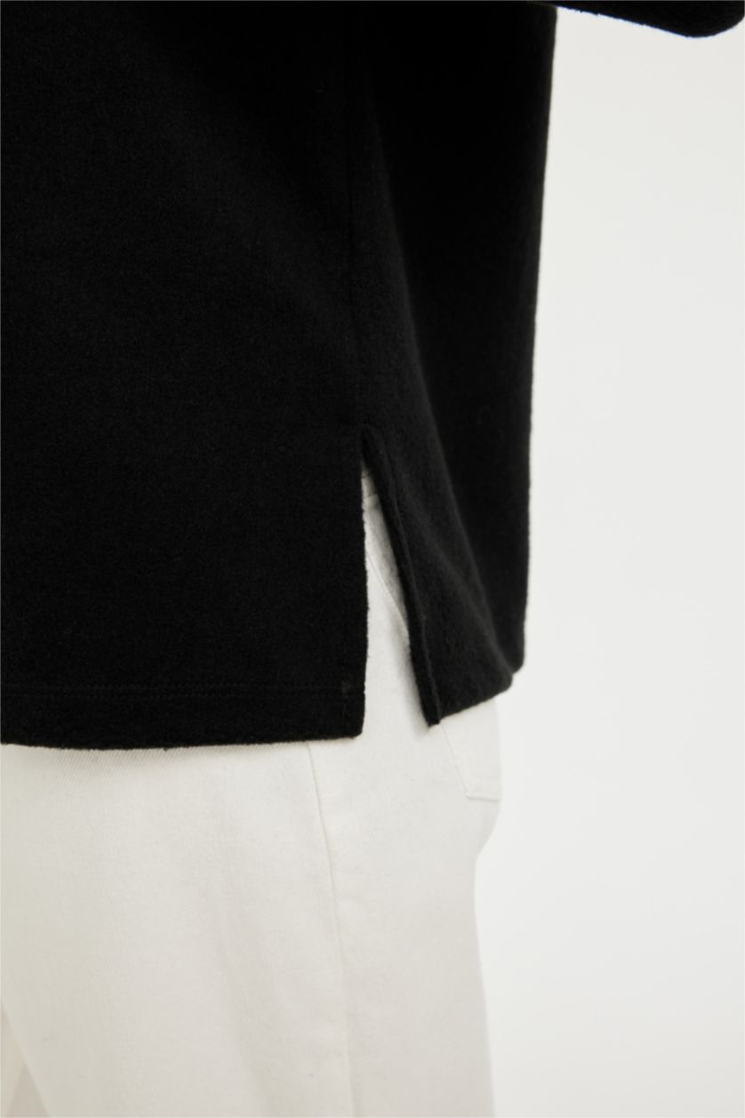 Женщины Черный Кофта с длинным рукавом с круглым вырезом