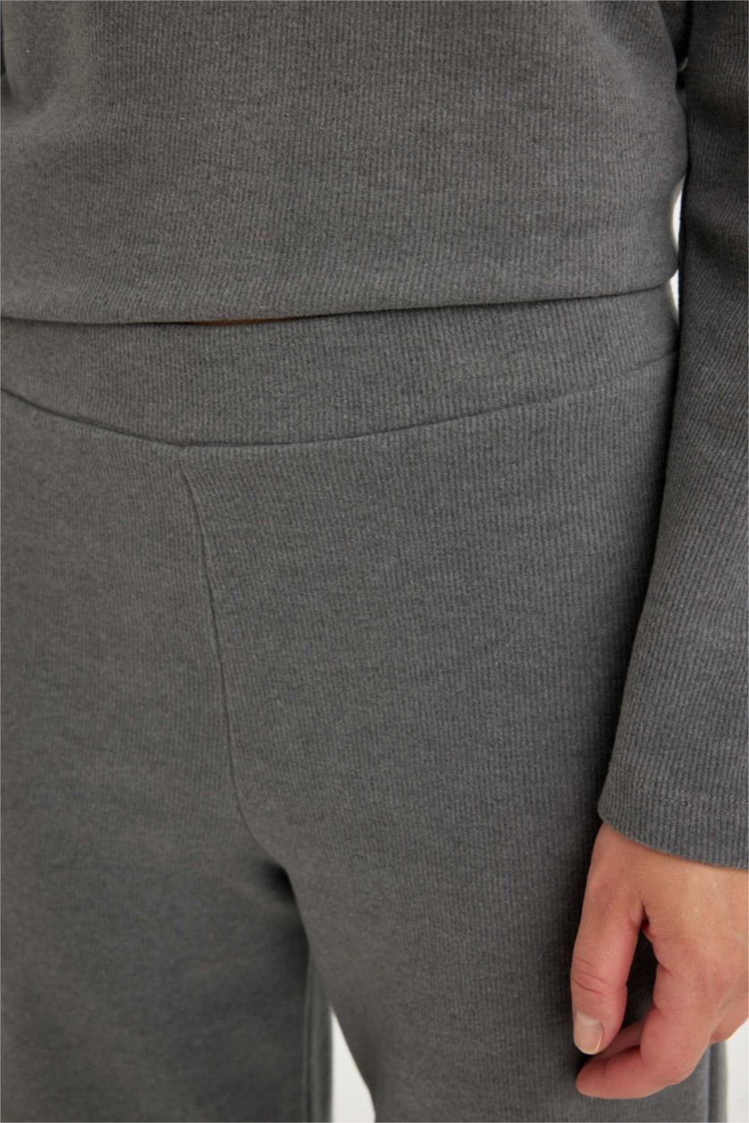 WOMAN Anthracite Melange Wide Leg Thessaloniki Fabric Regular Hem Trousers