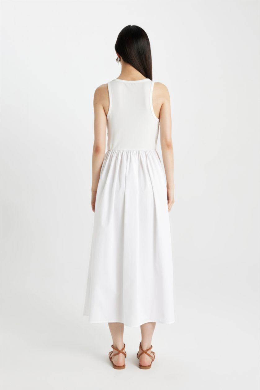 Женщины Белый Платье макси с круглым вырезом