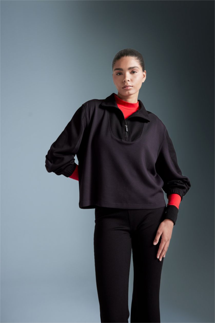 نساء أسود Oversize Modal Sports Sweatshirt