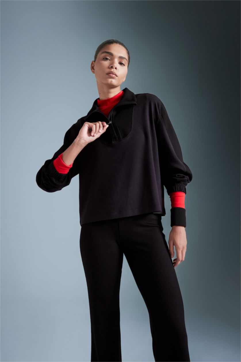 WOMAN Black Oversize Modal Sports Sweatshirt