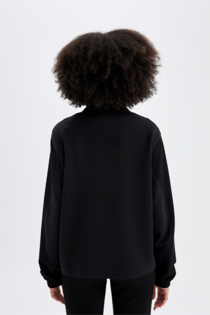 WOMAN Black Oversize Modal Sports Sweatshirt