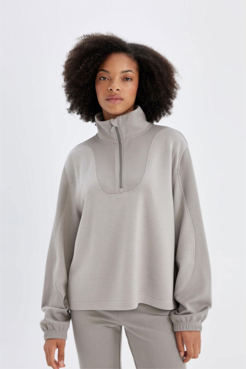 WOMAN Grey Oversize Modal Sports Sweatshirt