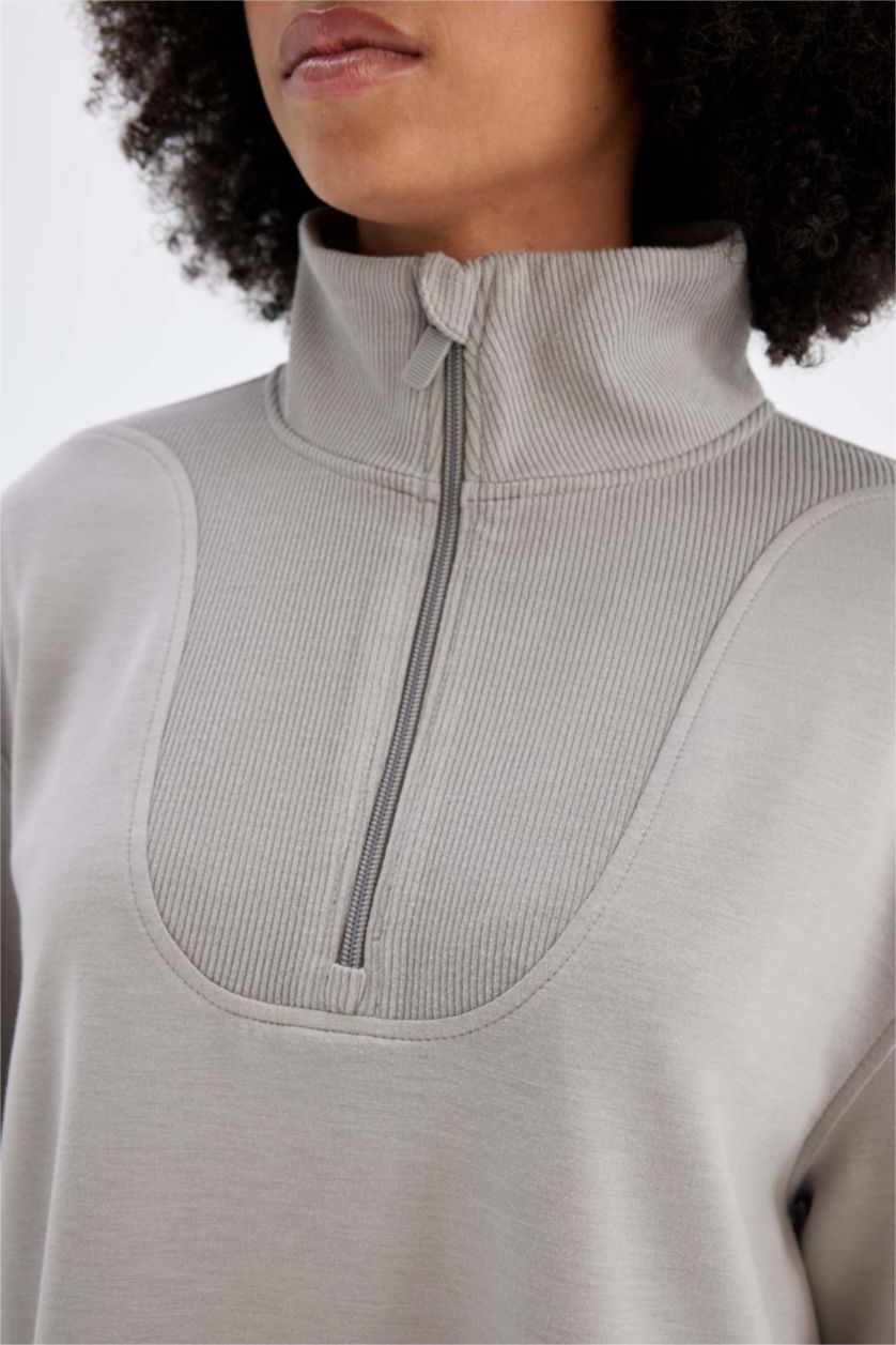 WOMAN Grey Oversize Modal Sports Sweatshirt