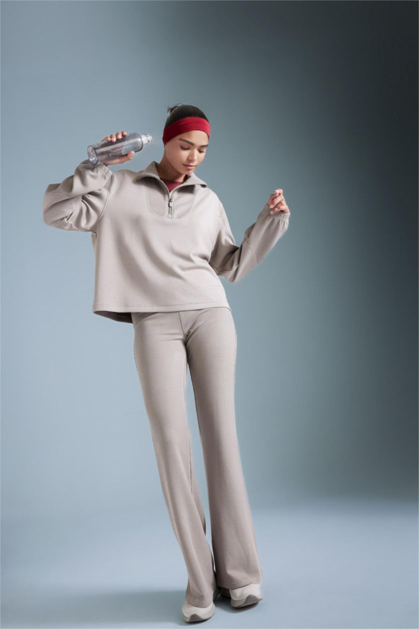 Женщины Серый Брюки Flare Fit стандартного кроя, DeFactoFit