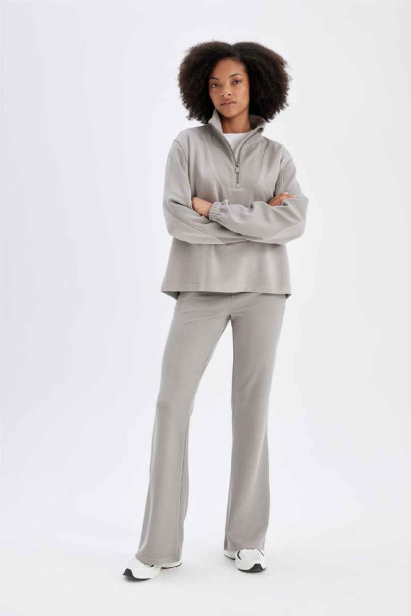 Әйелдерге Сұр кең балақты шалбар пішімі модаль Шалбар