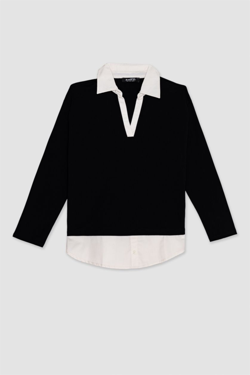 FEMME Noir Tunique à Manches Longues coupe régulière