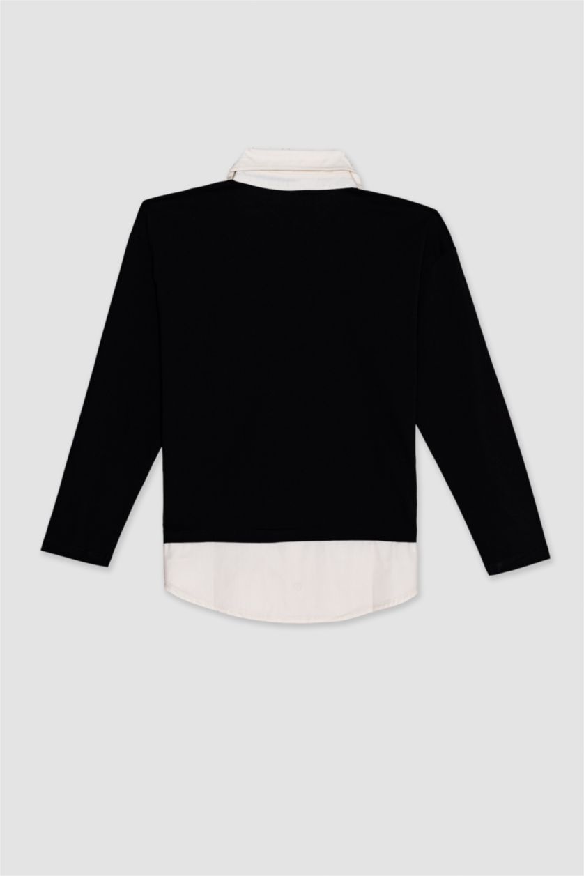 FEMME Noir Tunique à Manches Longues coupe régulière