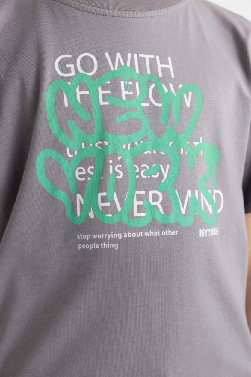 أولاد رمادي تيشيرت ولادي نص ردن قصة عادية مطبوع