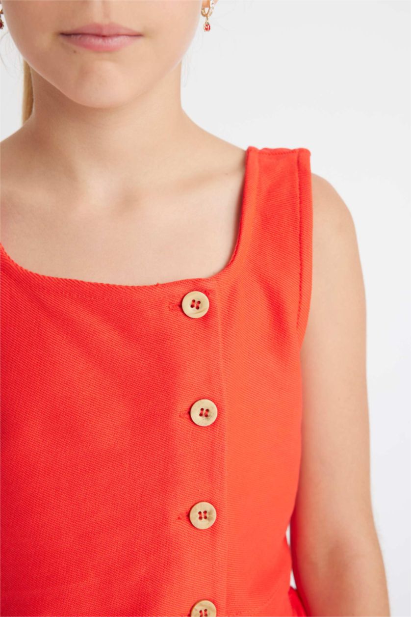 Girls & Teens Red Girl Sleeveless Blouse Shorts 2 Piece Set