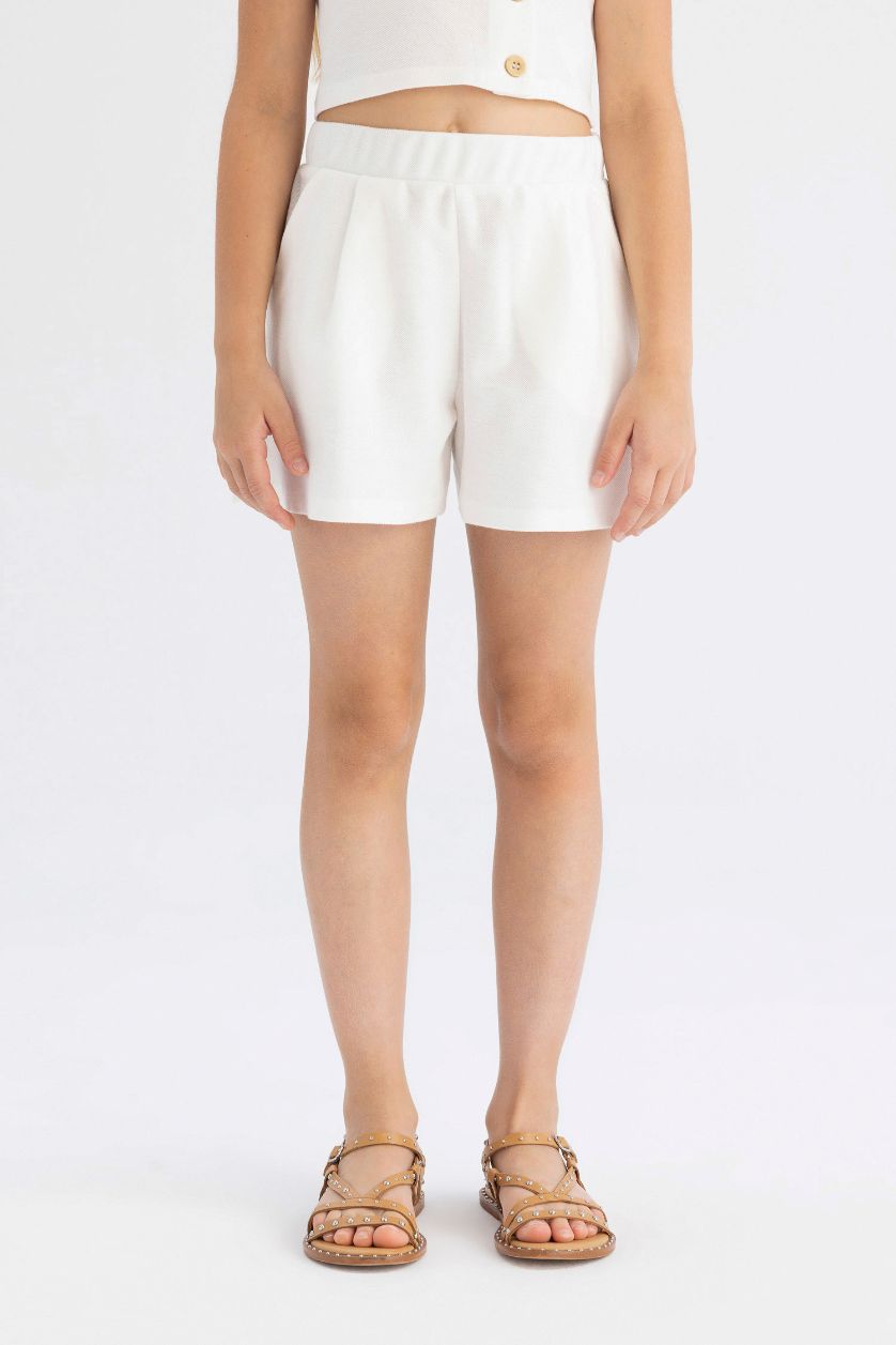 بنات أبيض سيت بناتي شورت وبلوزة - قطعتين