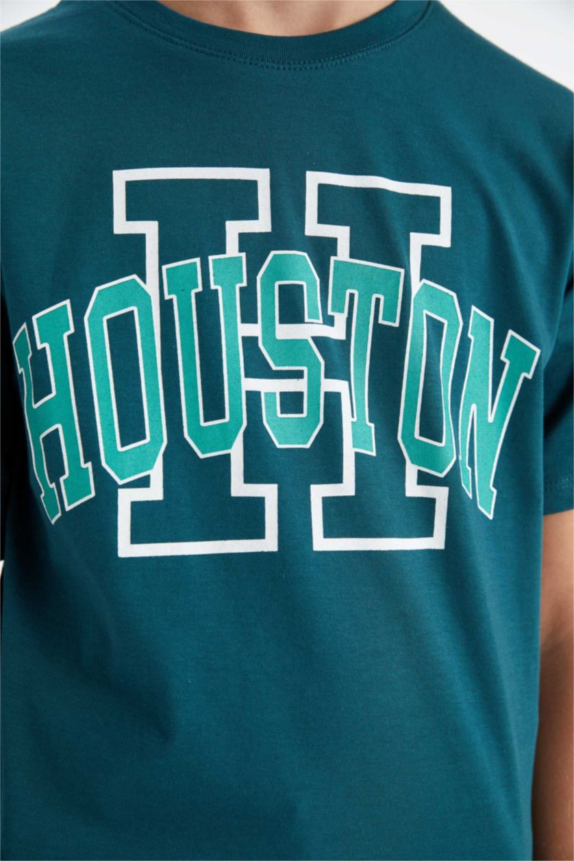 BOYS & TEENS Green Boy Crew Neck Printed Short Sleeve T-Shirt