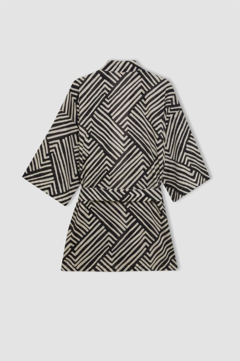 WOMAN Black Patterned Cotton Kimono