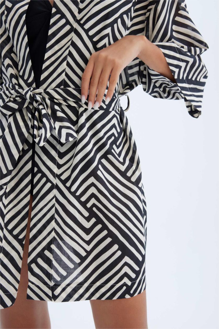 WOMAN Black Patterned Cotton Kimono