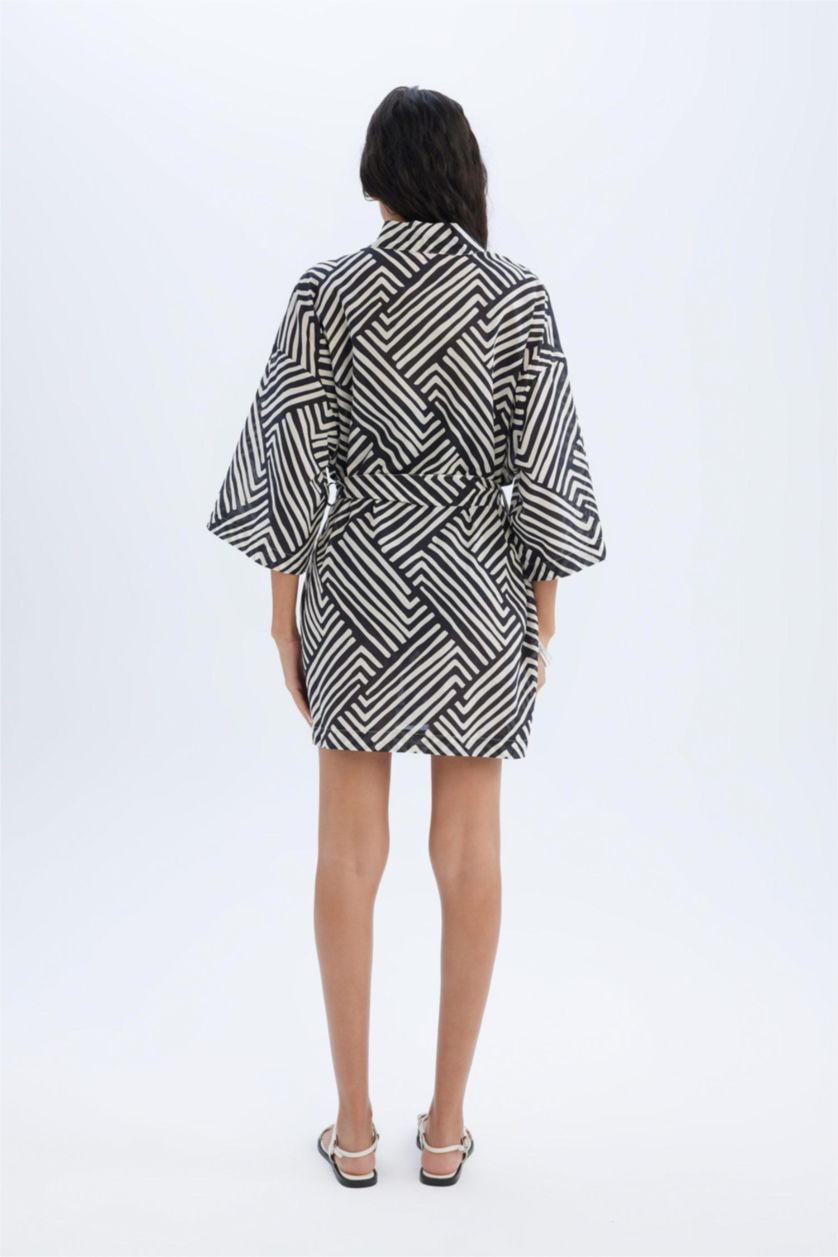 WOMAN Black Patterned Cotton Kimono