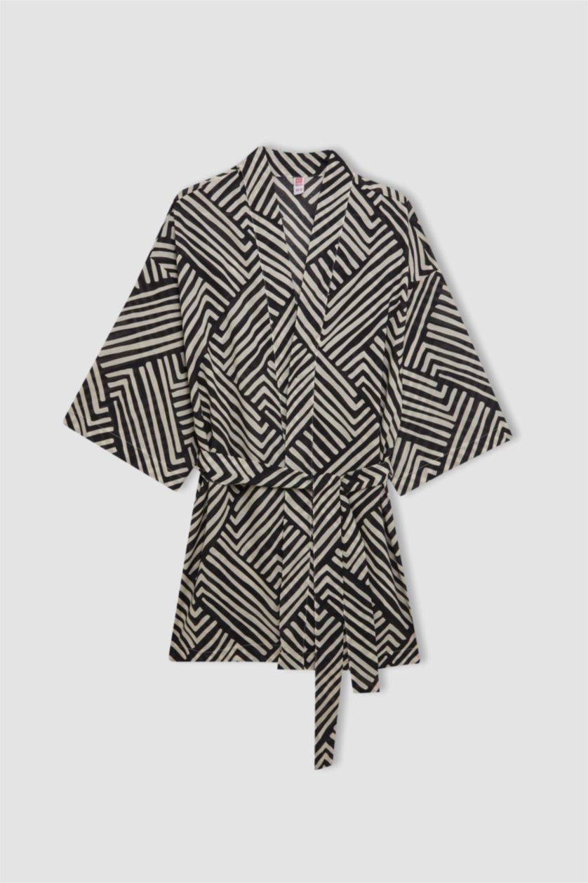 WOMAN Black Patterned Cotton Kimono