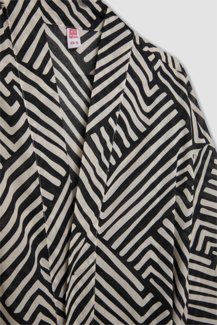 WOMAN Black Patterned Cotton Kimono