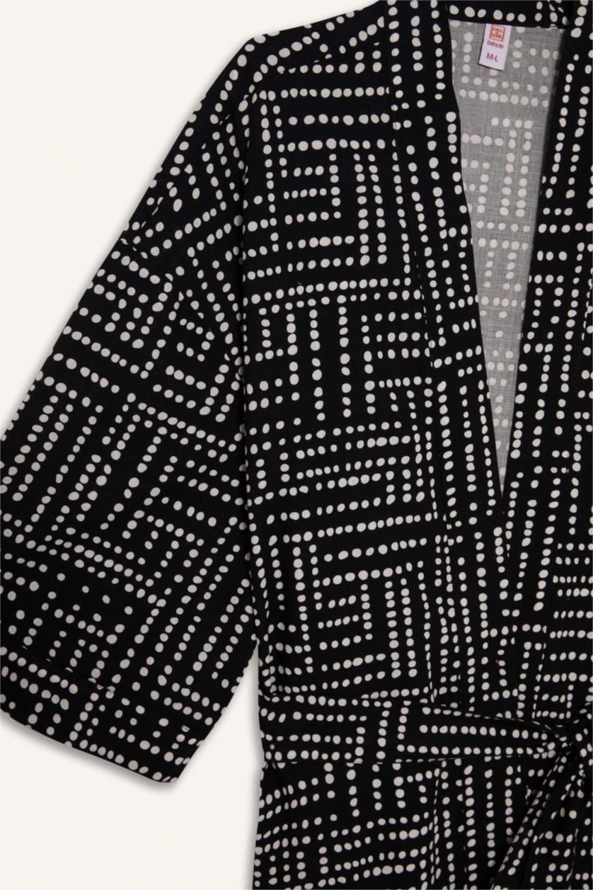 Woman Black Regular Fit Printed Cotton Beachwear