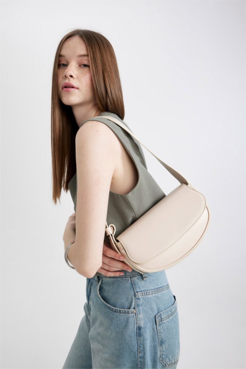 Женщины Бежевый Faux Leather Shoulder bag