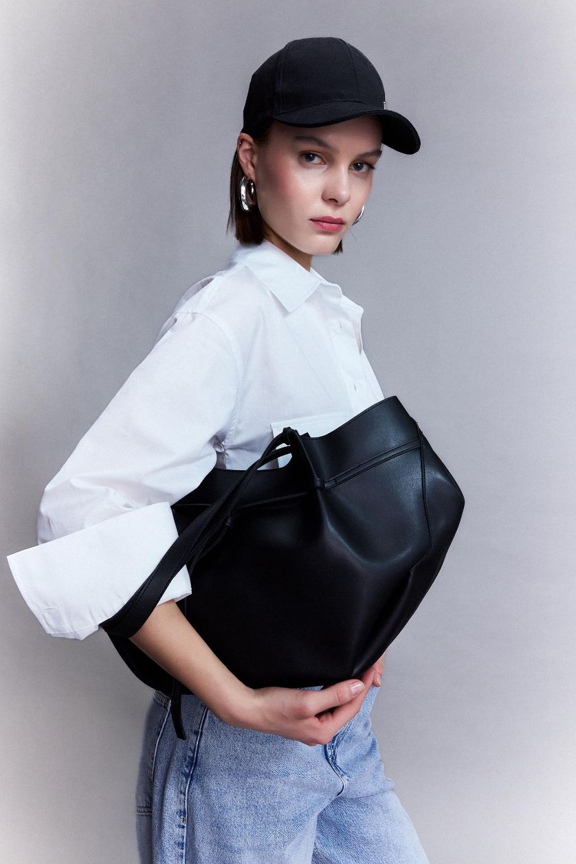 نساء أسود شنطة كتف نسائي جلد صناعي