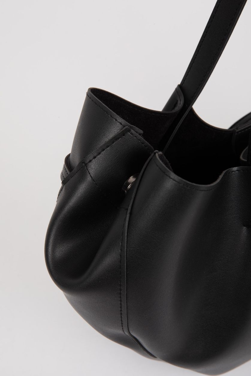 نساء أسود شنطة كتف نسائي جلد صناعي