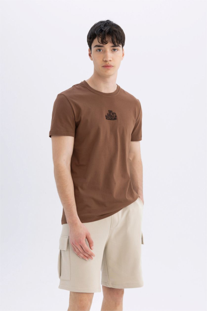 Erkek Taş Regular Fit Kargo Cepli Basic Düz Bermuda Şort