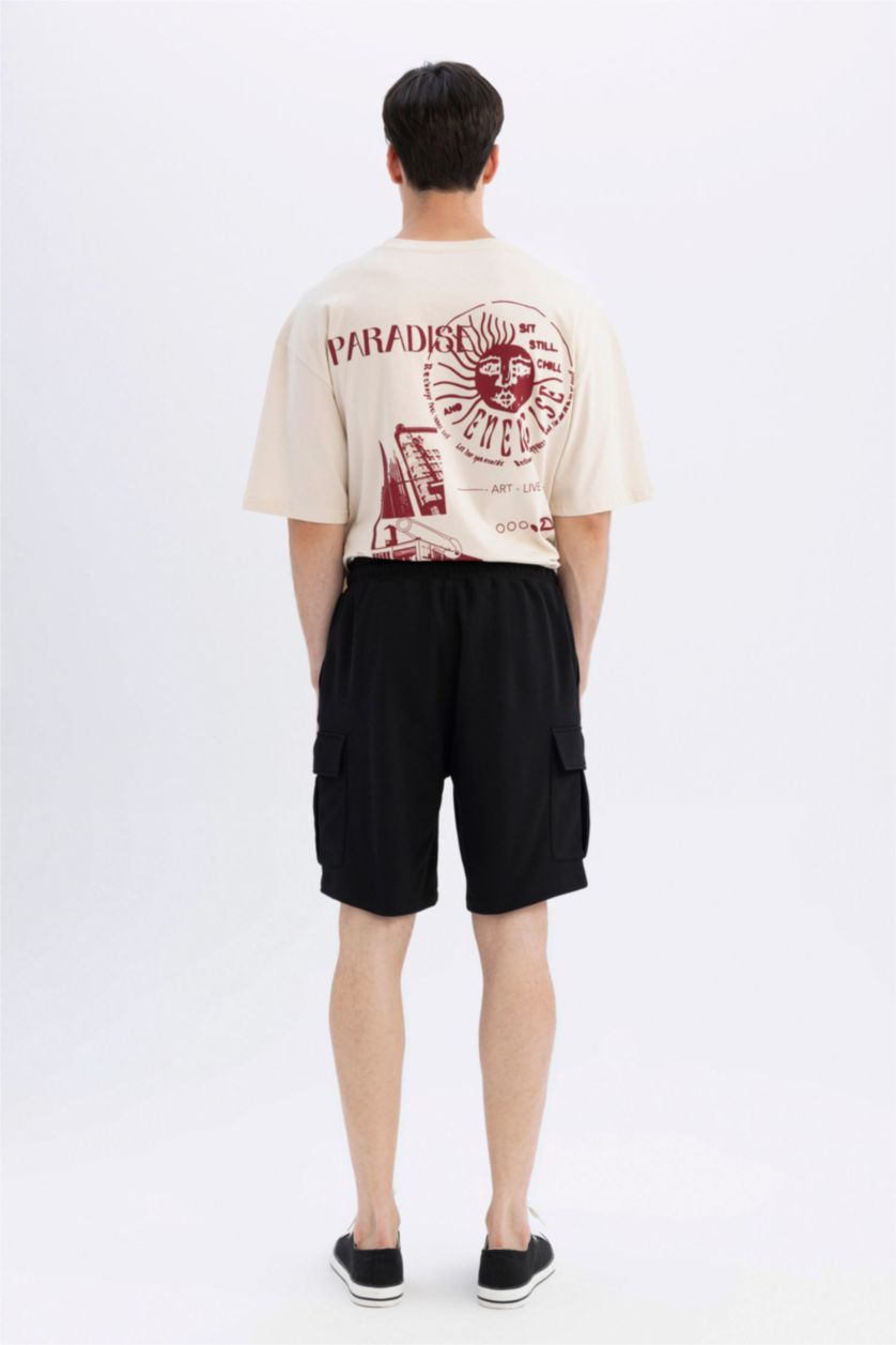 MAN Black Regular Fit Cargo Shorts