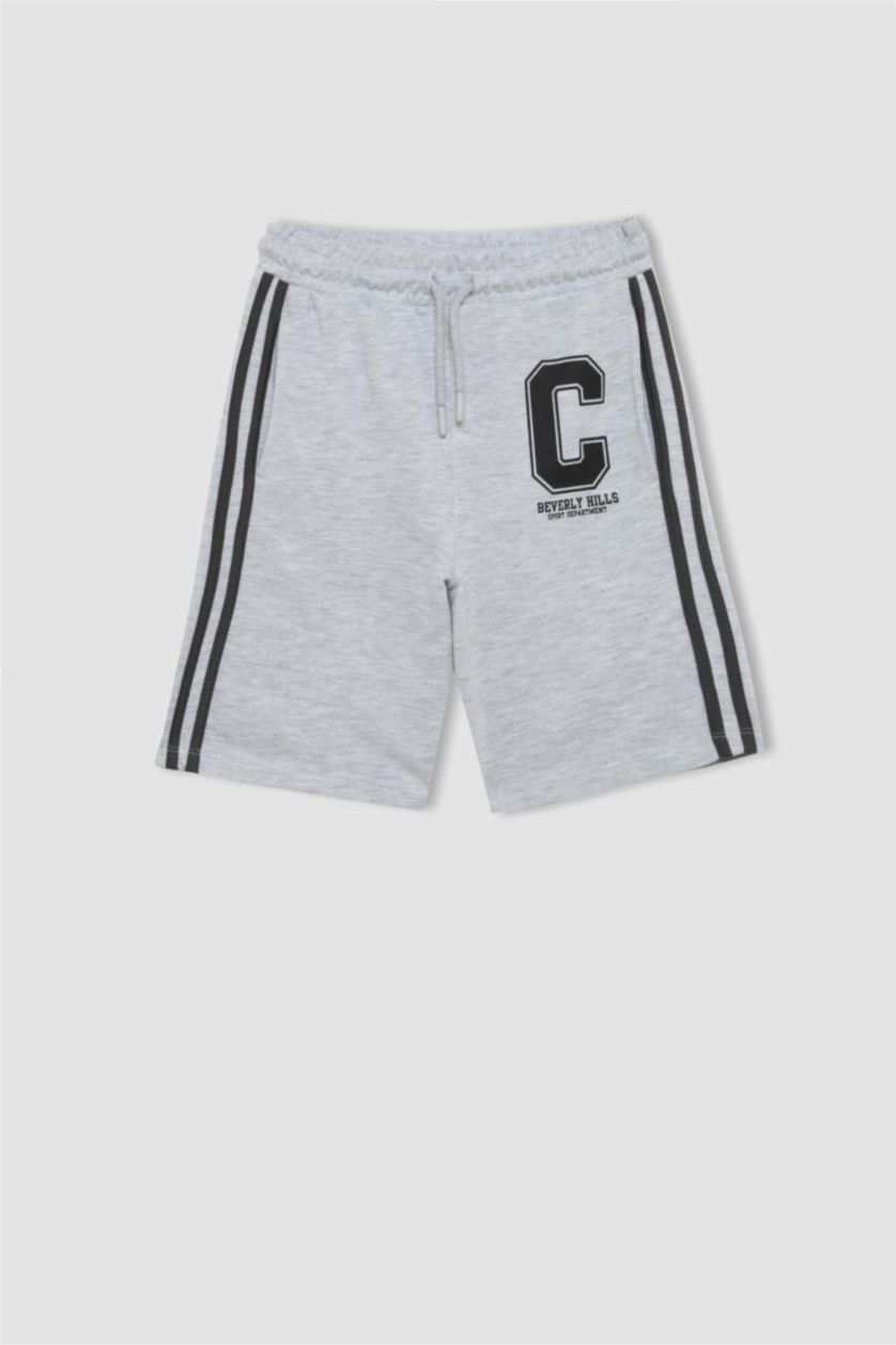 BOYS & TEENS Grey Melange Boy Printed Shorts