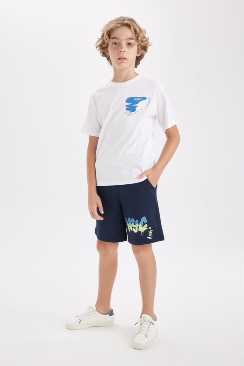 Erkek Çocuk - Genç Erkek Lacivert Erkek Çocuk Baskılı Şort