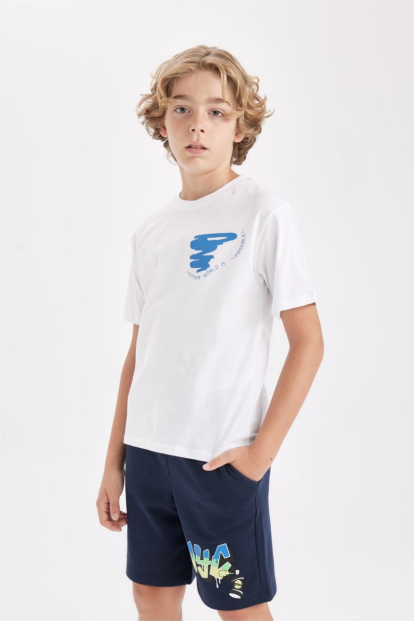 Erkek Çocuk - Genç Erkek Lacivert Erkek Çocuk Baskılı Şort