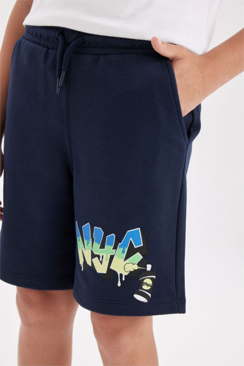 Erkek Çocuk - Genç Erkek Lacivert Erkek Çocuk Baskılı Şort